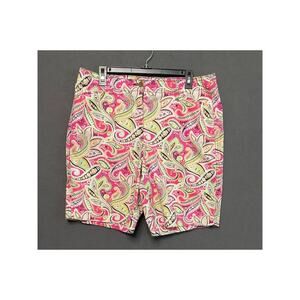 Kim Rogers Women’s Shorts 14 Paisley Print Pink Green Cotton Blend Preppy